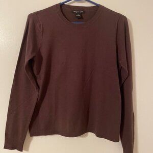 August Silk Long Sleeve Brown Sweater - Size L